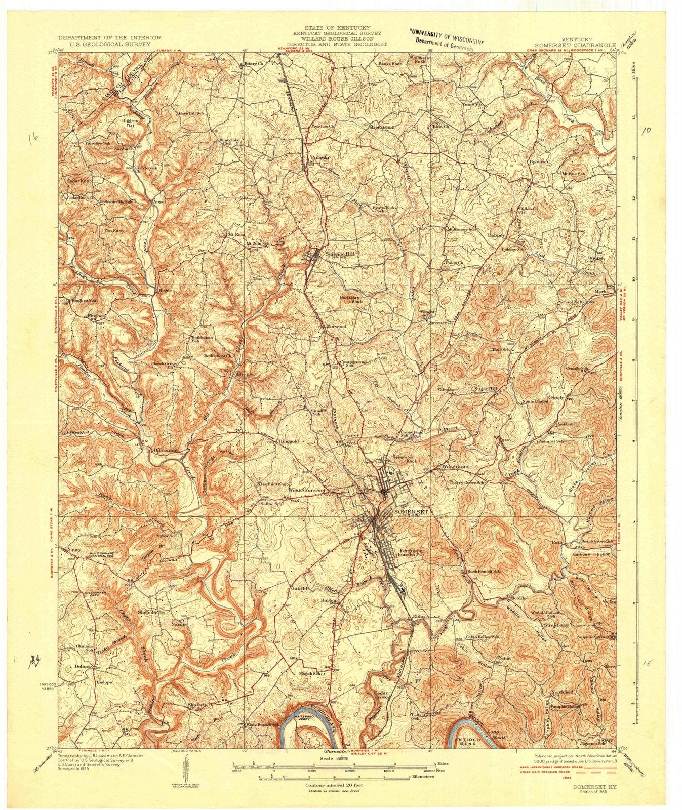 1935 Somerset, KY - Kentucky - USGS Topographic Map