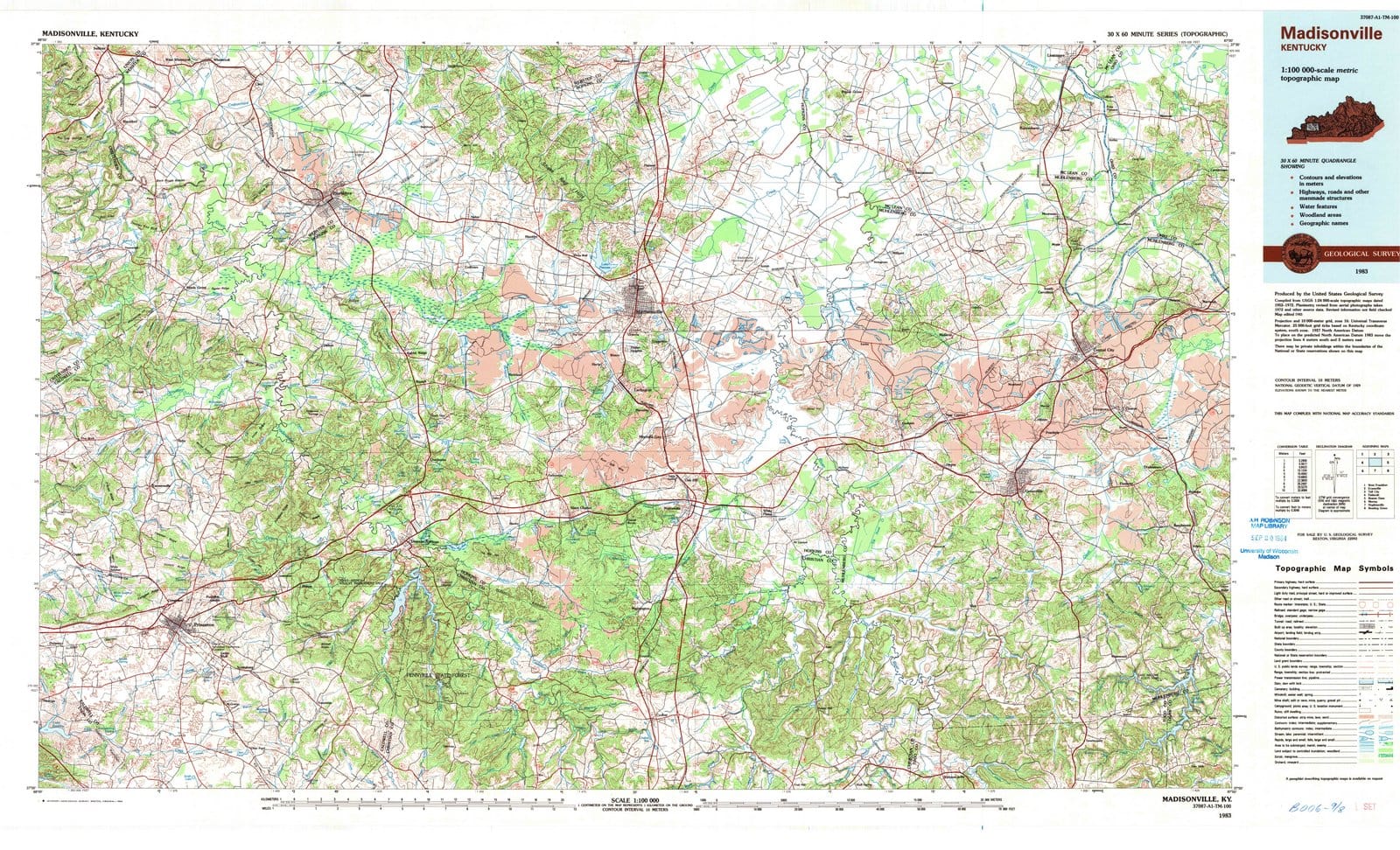 1983 Madisonville, KY - Kentucky - USGS Topographic Map