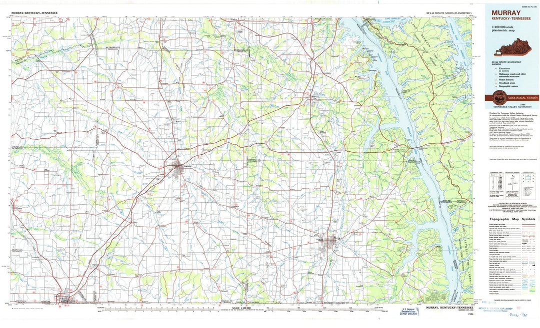 1986 Murray, KY - Kentucky - USGS Topographic Map