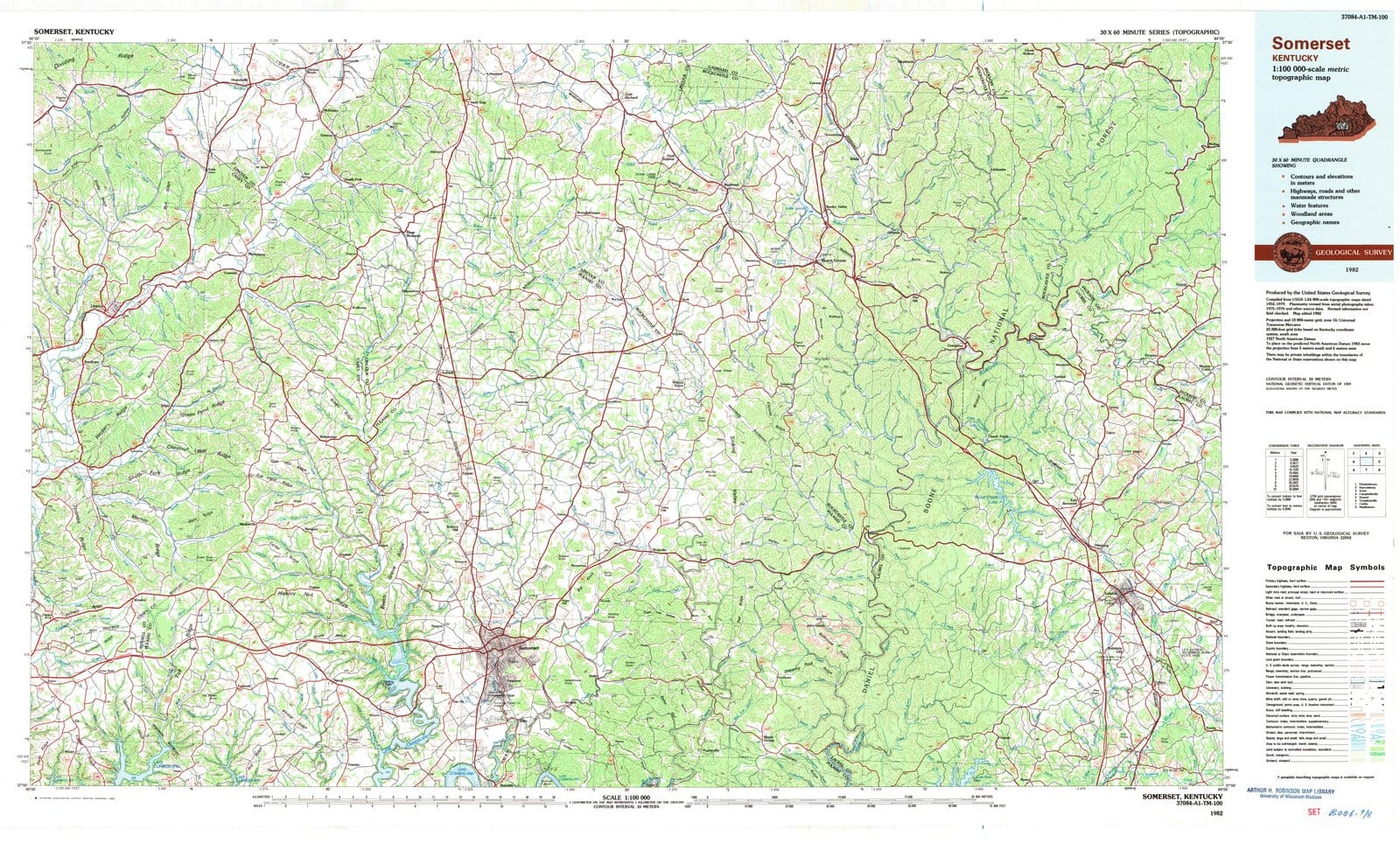 1982 Somerset, KY - Kentucky - USGS Topographic Map