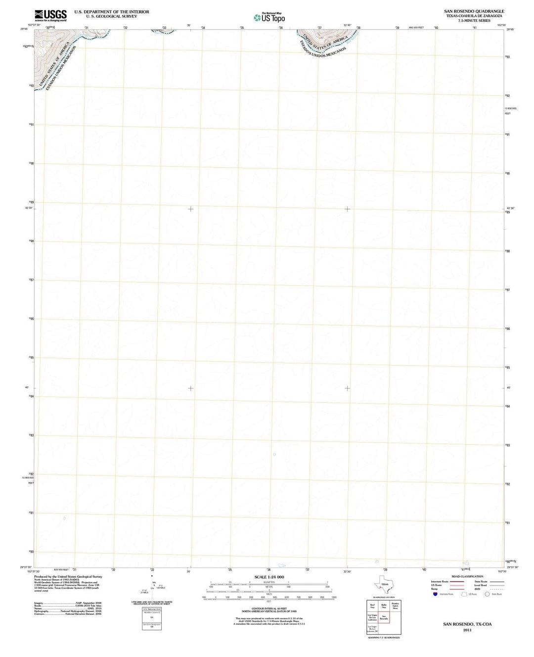 2011 San Rosendo, TX - Texas - USGS Topographic Map