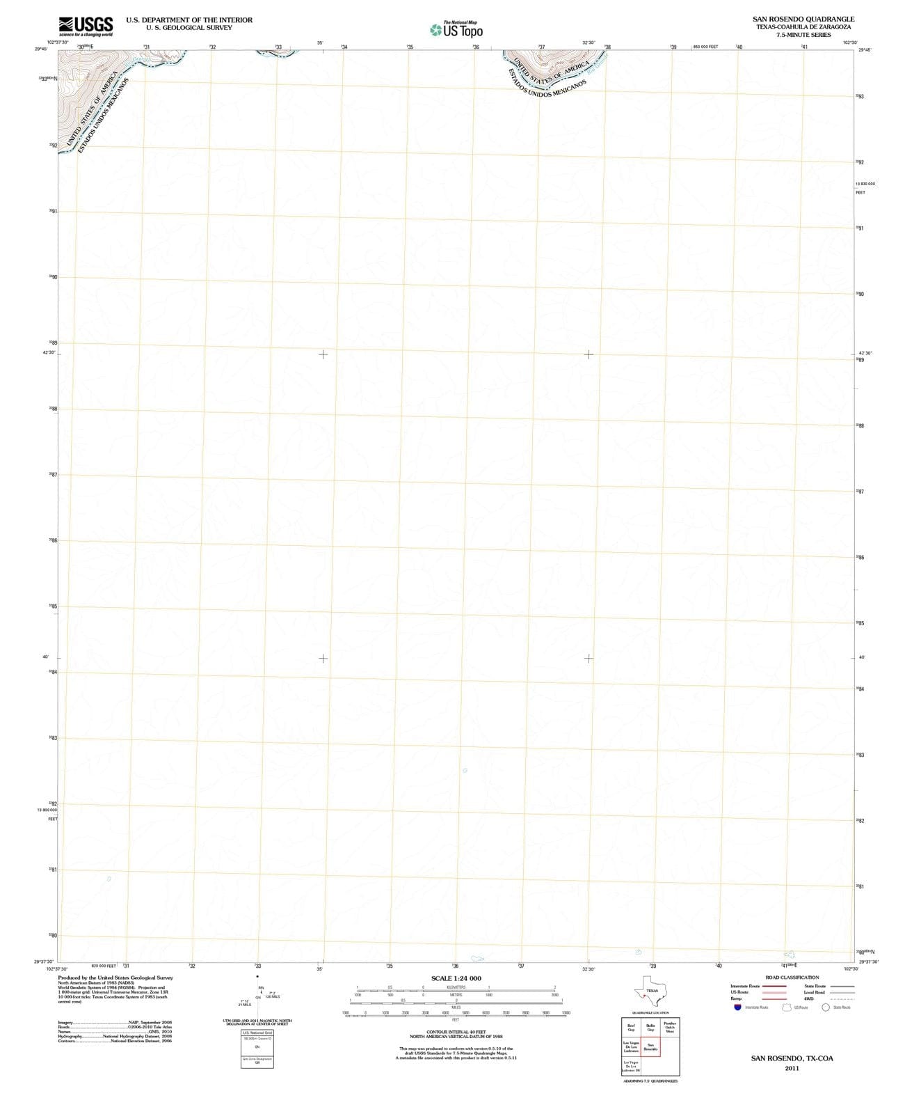 2011 San Rosendo, TX - Texas - USGS Topographic Map
