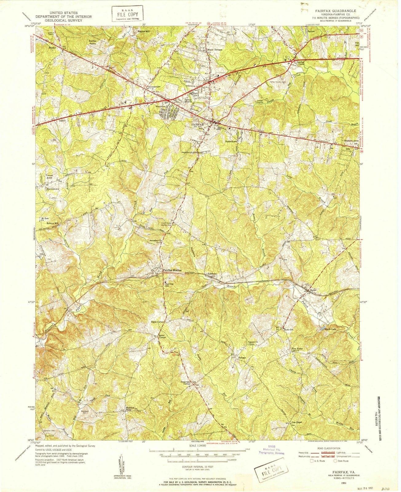 1951 Fairfax, VA - Virginia - USGS Topographic Map