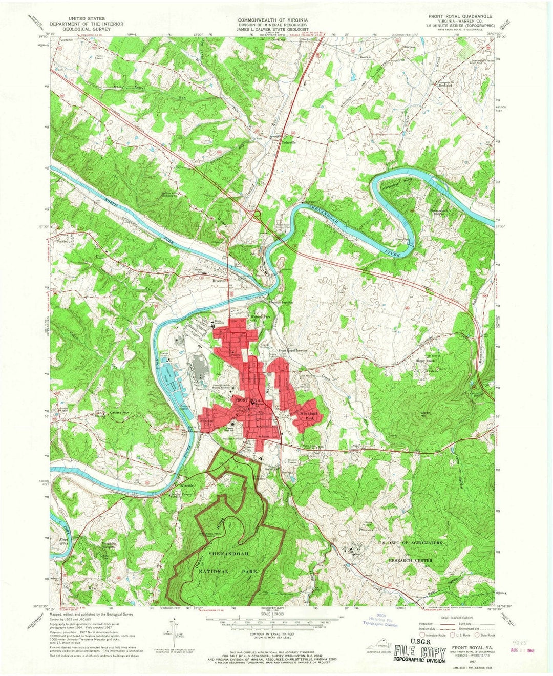 1967 Front Royal, VA - Virginia - USGS Topographic Map