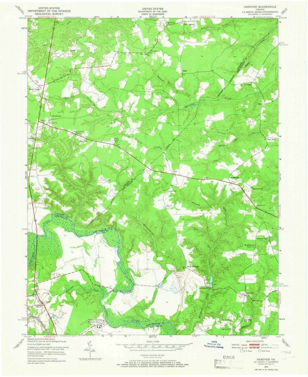 1949 Hanover, VA - Virginia - USGS Topographic Map