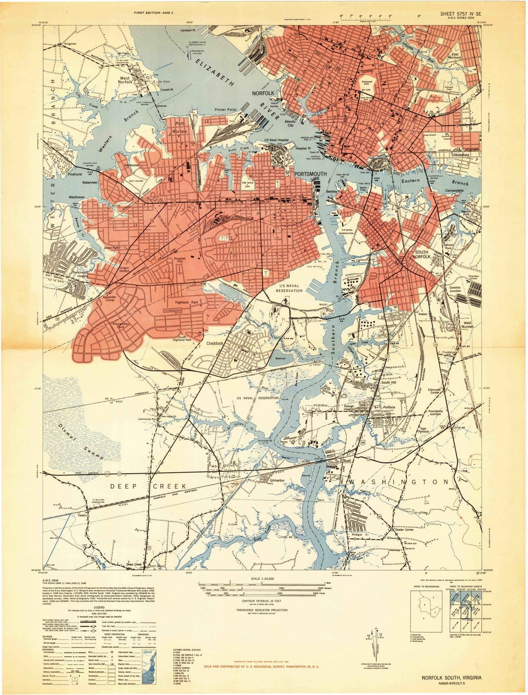1948 Norfolk South, VA - Virginia - USGS Topographic Map