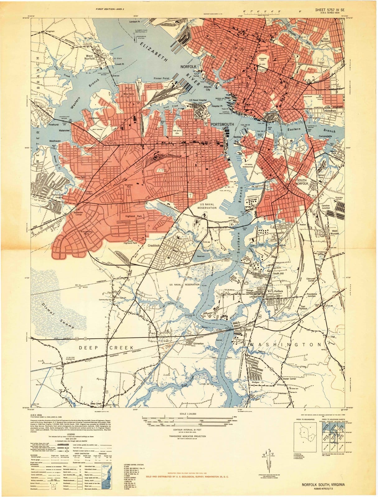 1948 Norfolk South, VA - Virginia - USGS Topographic Map