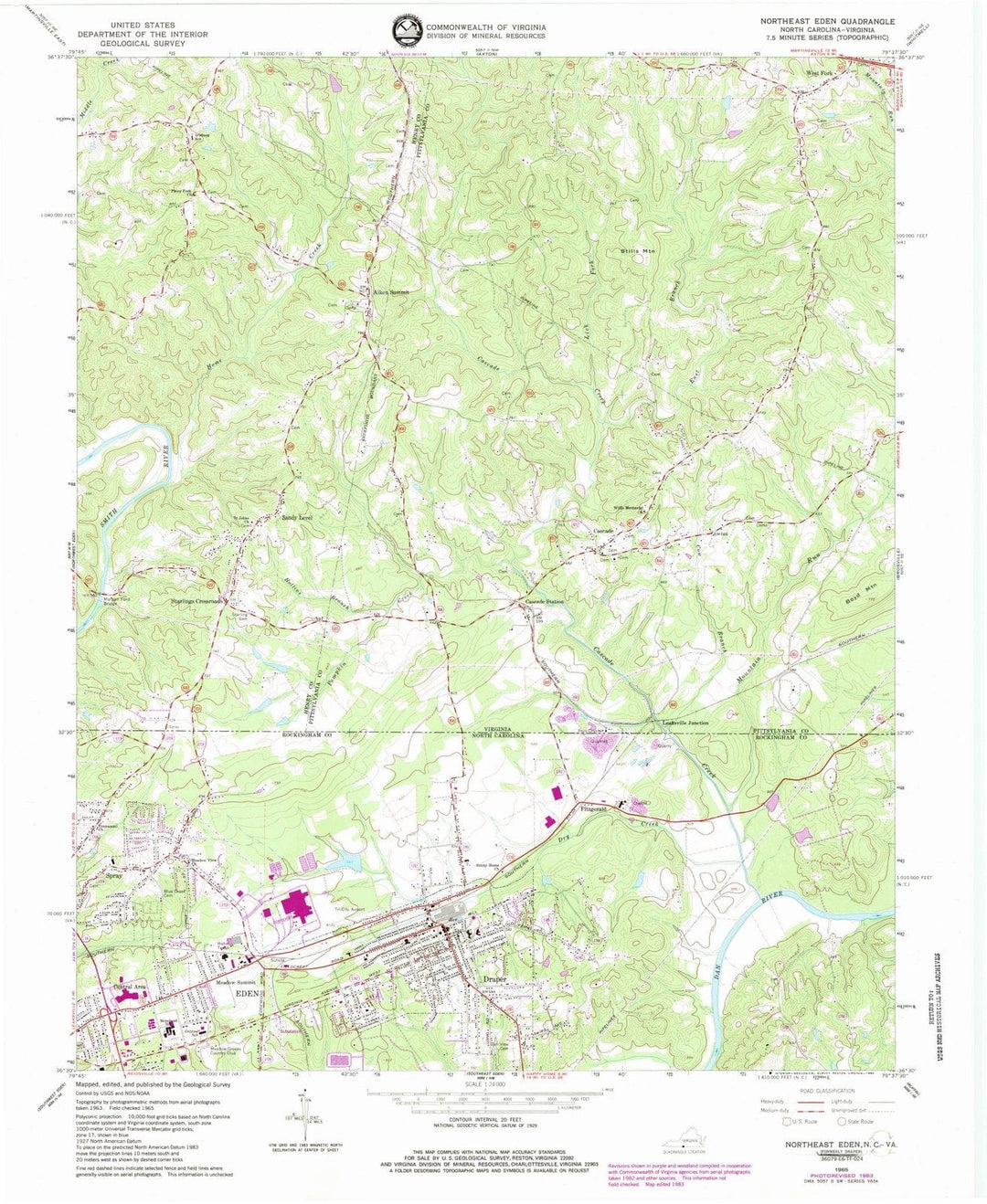 1965 Eden, NC - North Carolina - USGS Topographic Map