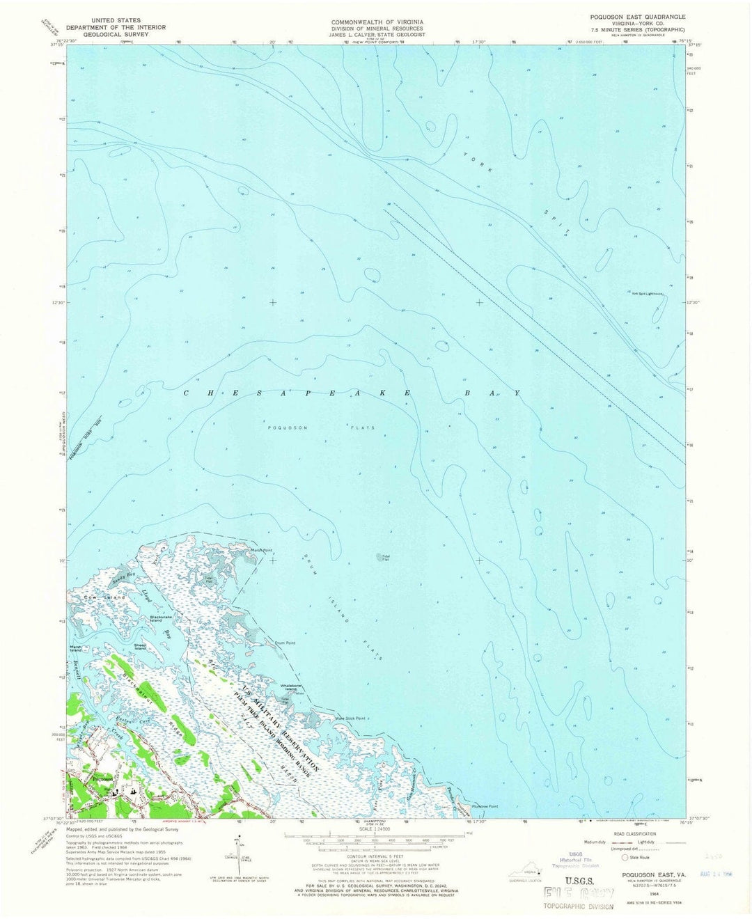 1964 Poquoson, VA - Virginia - USGS Topographic Map