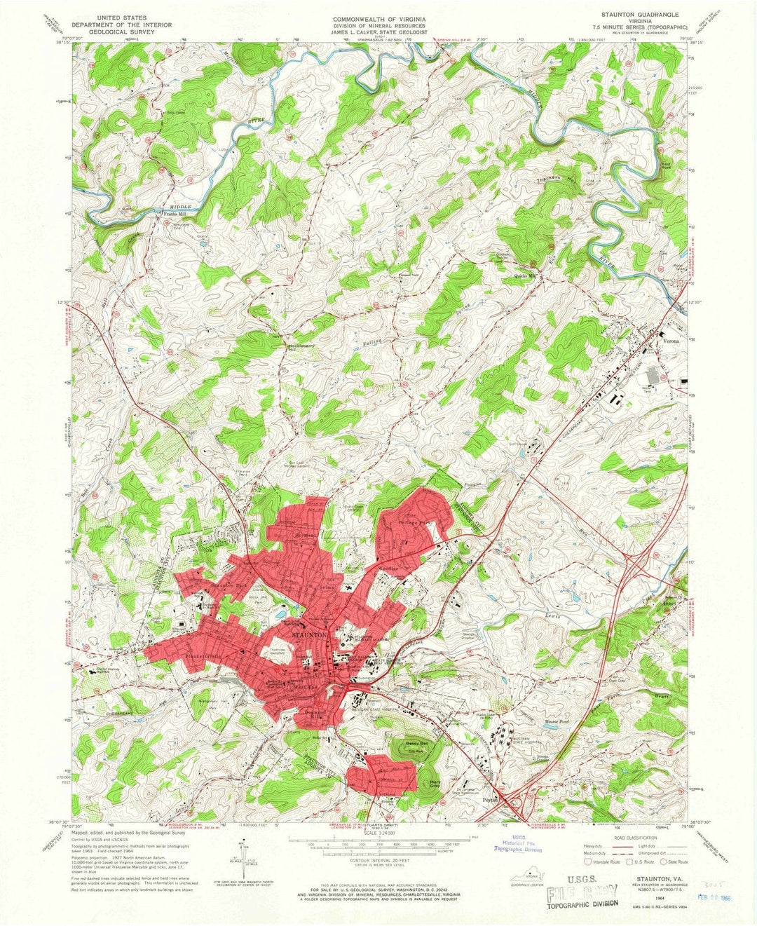 1964 Staunton, VA - Virginia - USGS Topographic Map