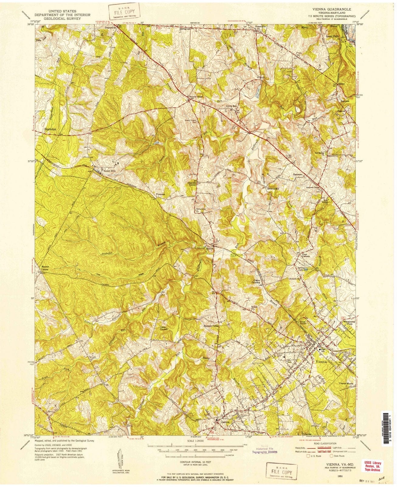 1951 Vienna, VA - Virginia - USGS Topographic Map