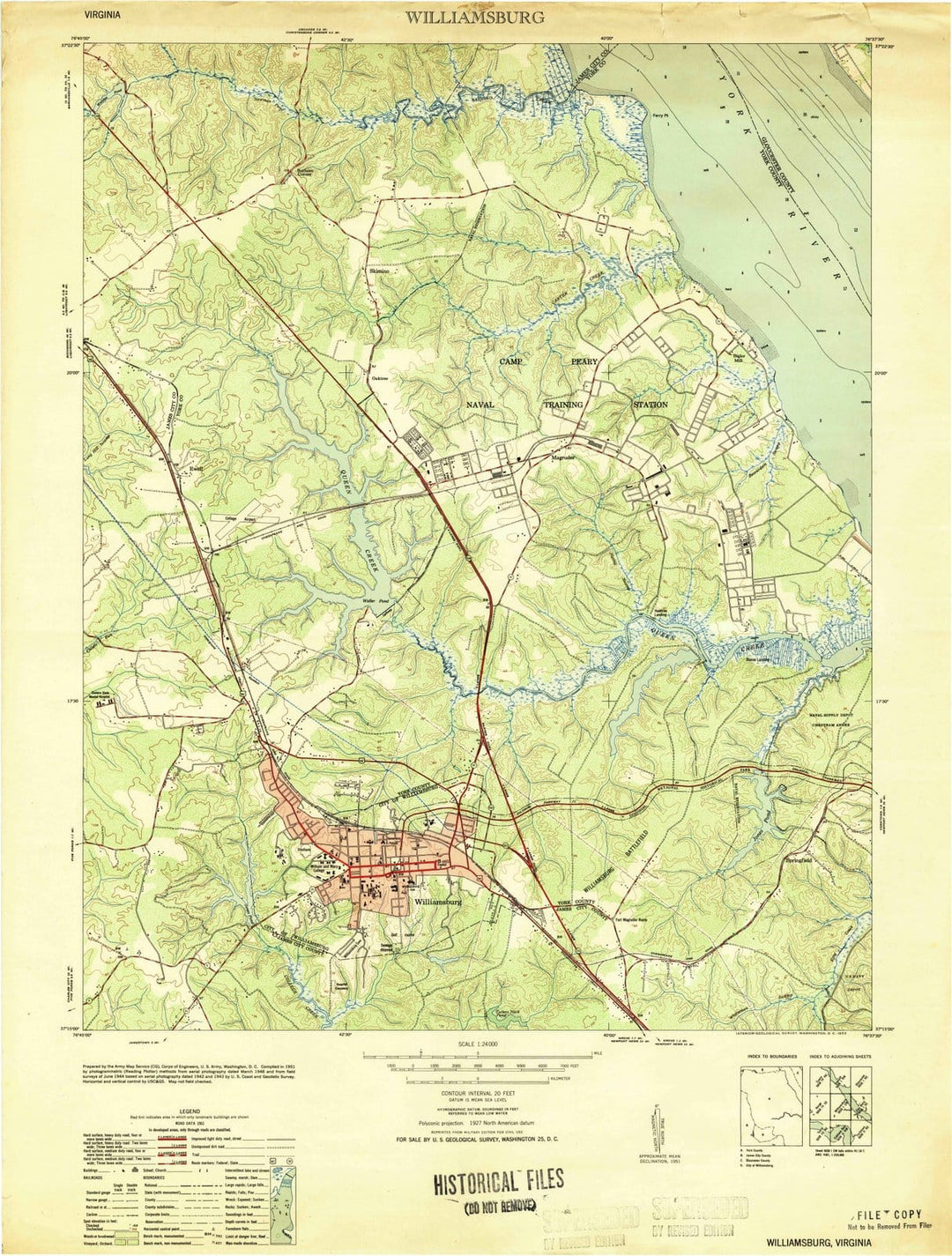 1951 Williamsburg, VA - Virginia - USGS Topographic Map