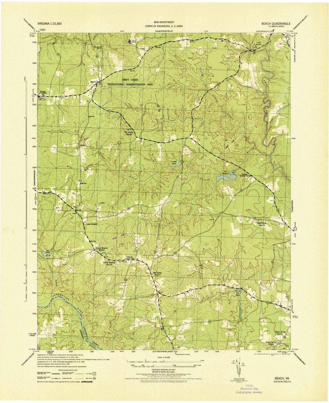 1944 Beach, VA - Virginia - USGS Topographic Map