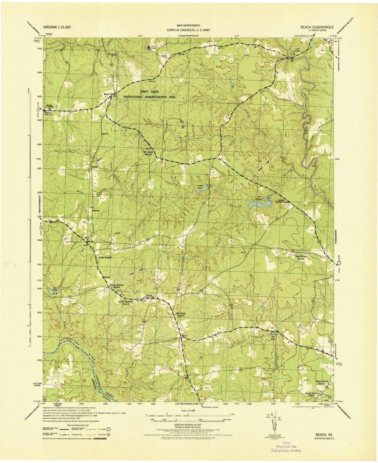 1944 Beach, VA - Virginia - USGS Topographic Map