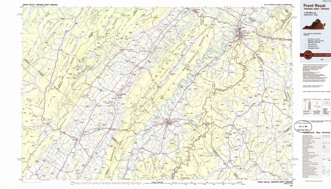 1986 Front Royal, VA - Virginia - USGS Topographic Map