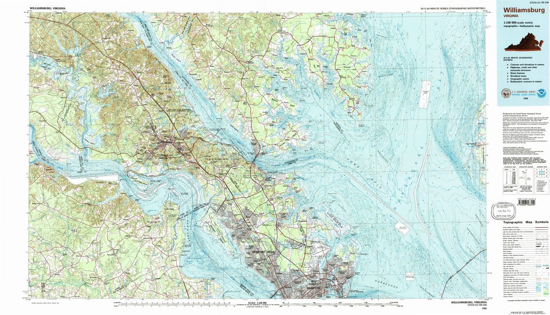 1984 Williamsburg, VA - Virginia - USGS Topographic Map