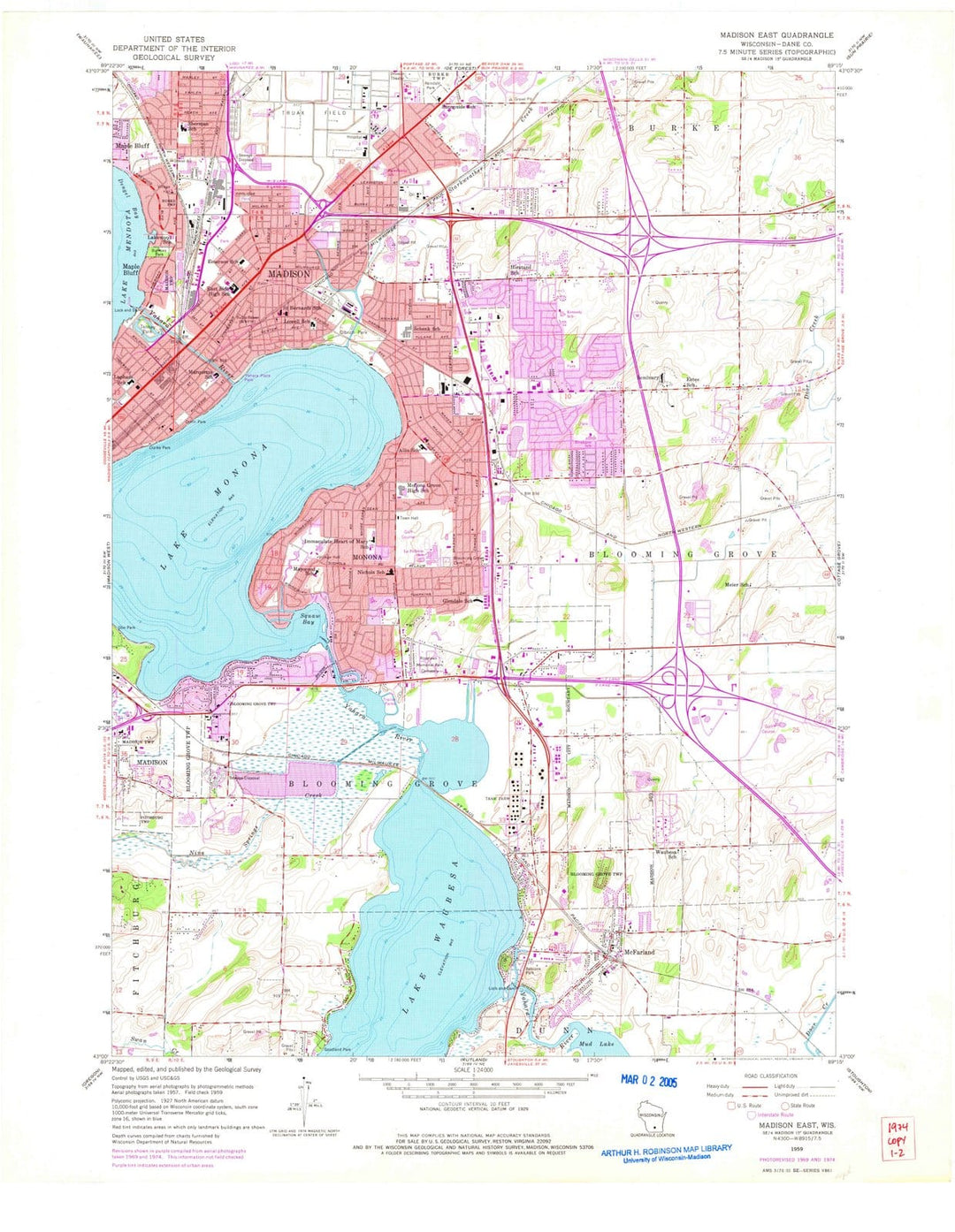 1959 Madison East, WI - Wisconsin - USGS Topographic Map