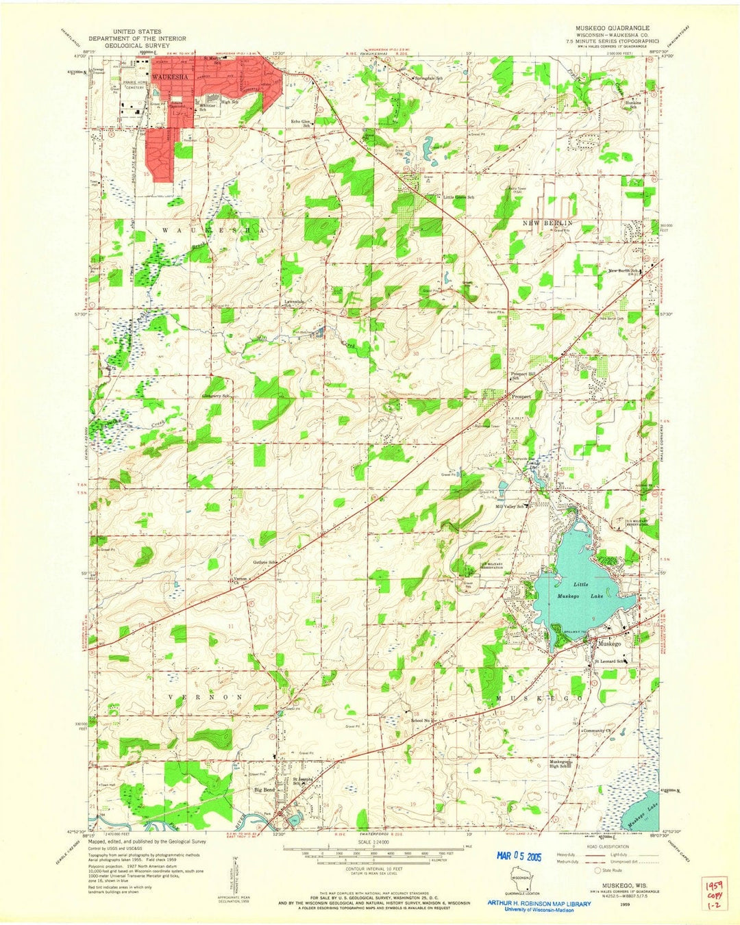 1959 Muskego, WI - Wisconsin - USGS Topographic Map