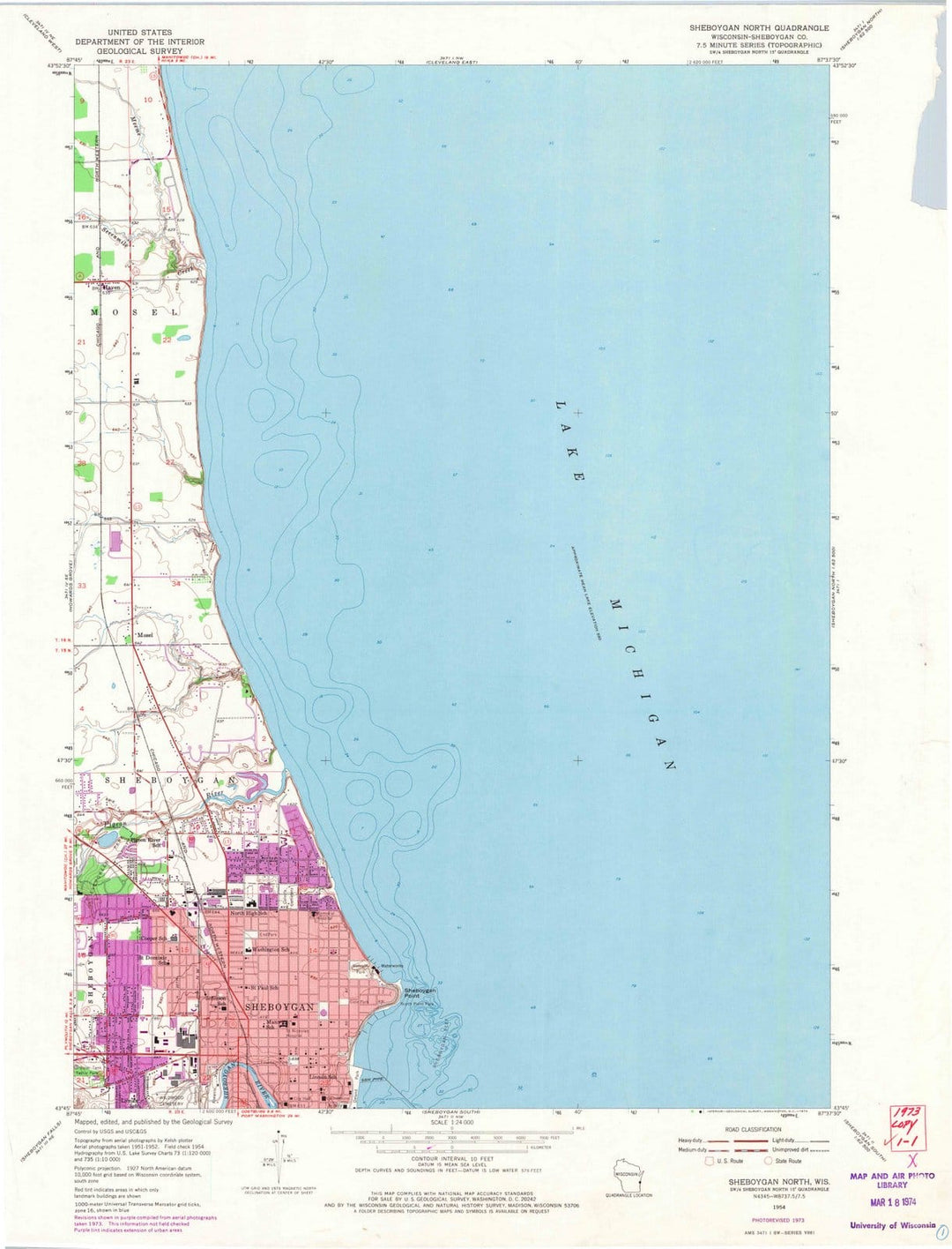 1954 Sheboygan North, WI - Wisconsin - USGS Topographic Map