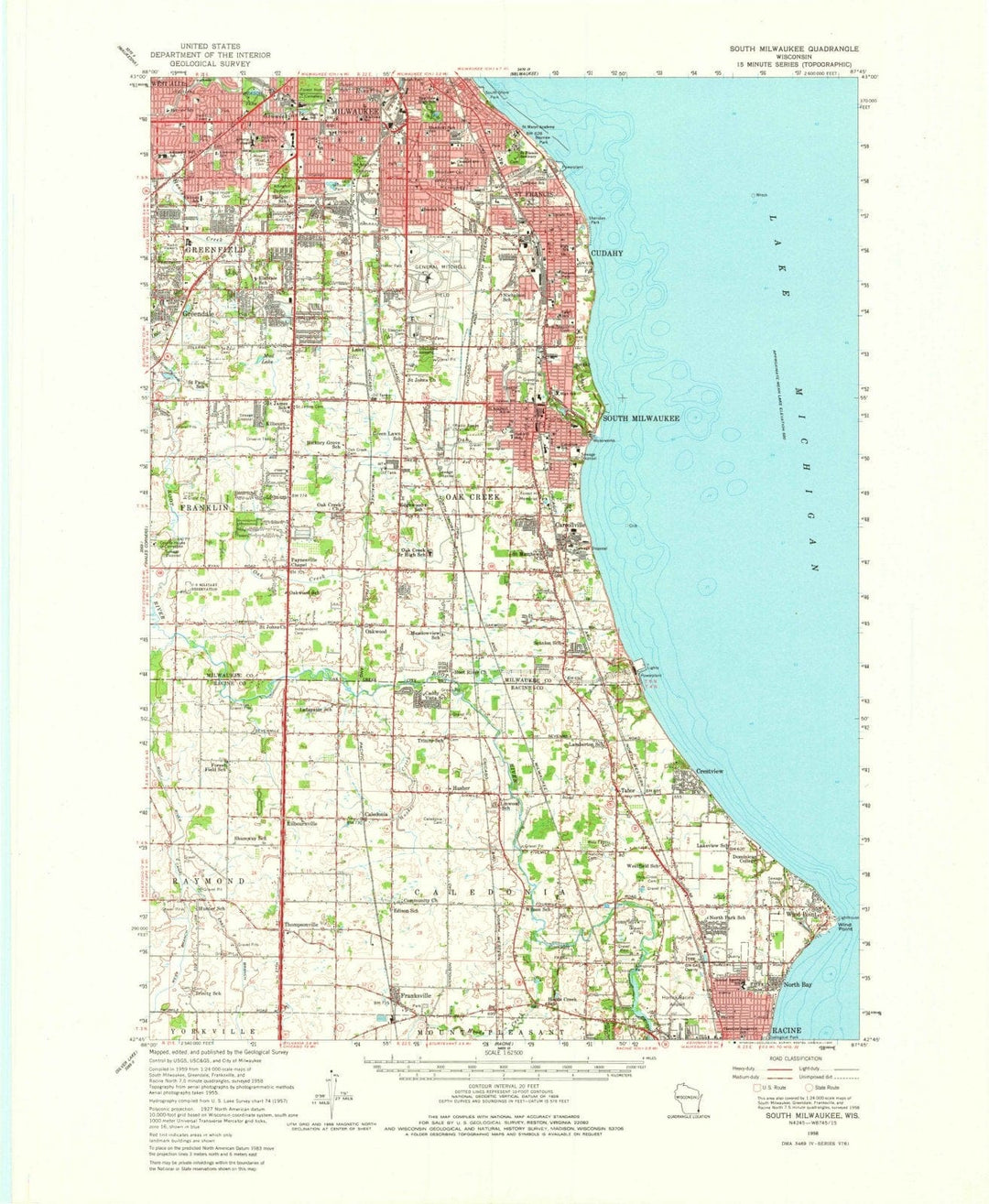 1958 South Milwaukee, WI - Wisconsin - USGS Topographic Map v2