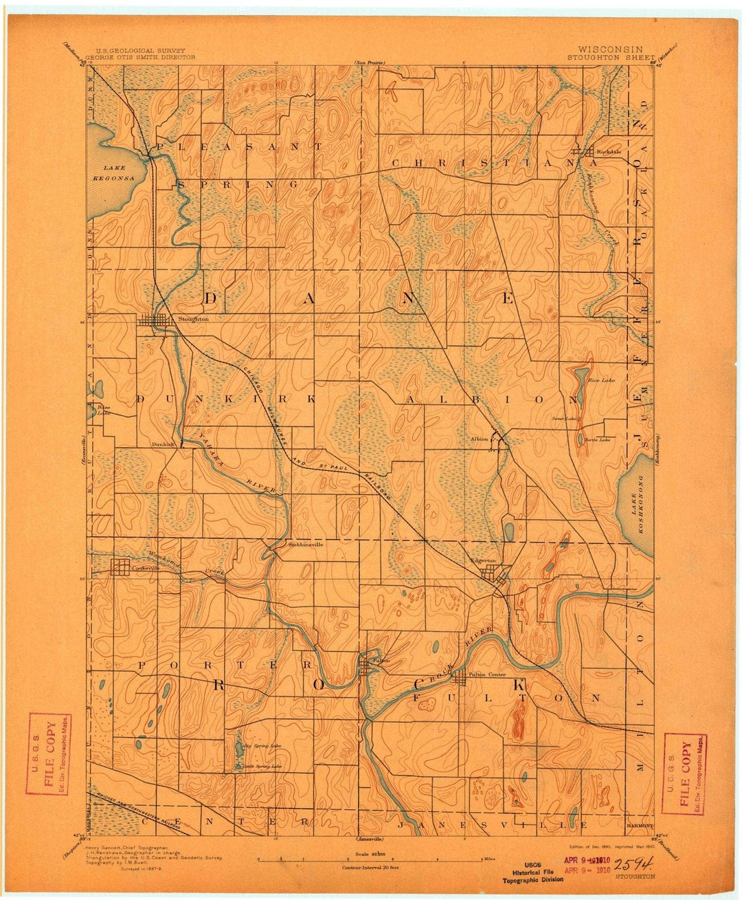 1890 Stoughton, WI - Wisconsin - USGS Topographic Map