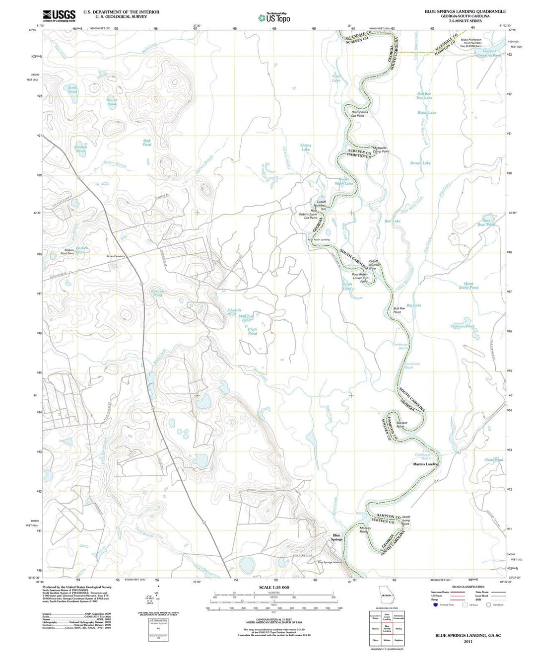 2011 Blue Springs Landing, GA - Georgia - USGS Topographic Map