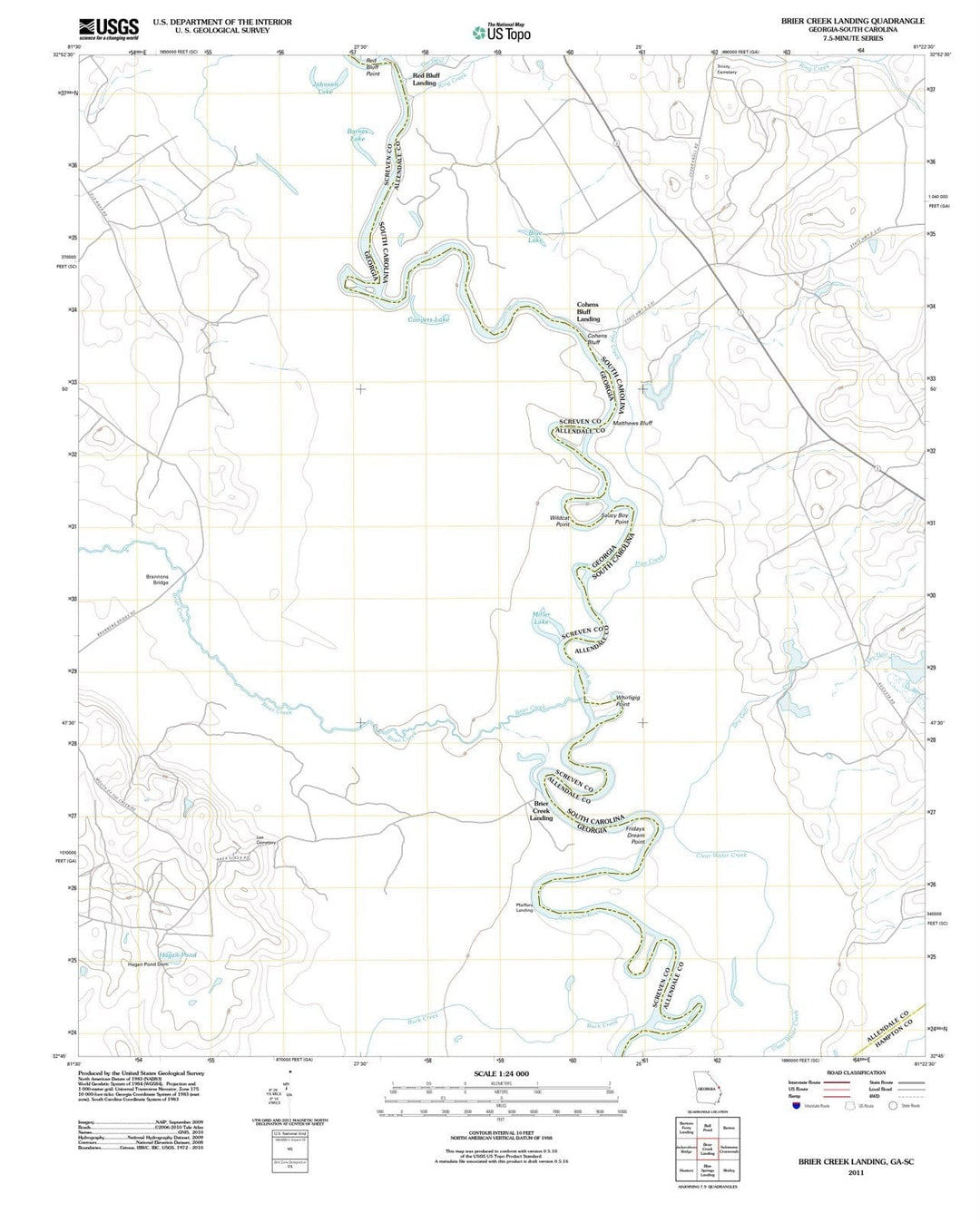 2011 Brier Creek Landing, GA - Georgia - USGS Topographic Map