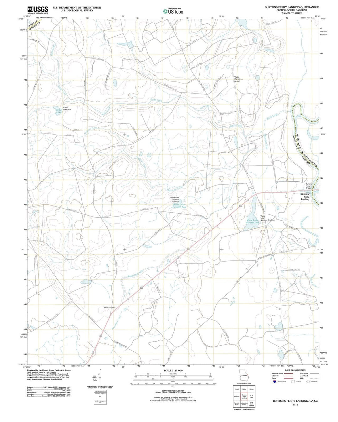 2011 Burtons Ferry Landing, GA - Georgia - USGS Topographic Map
