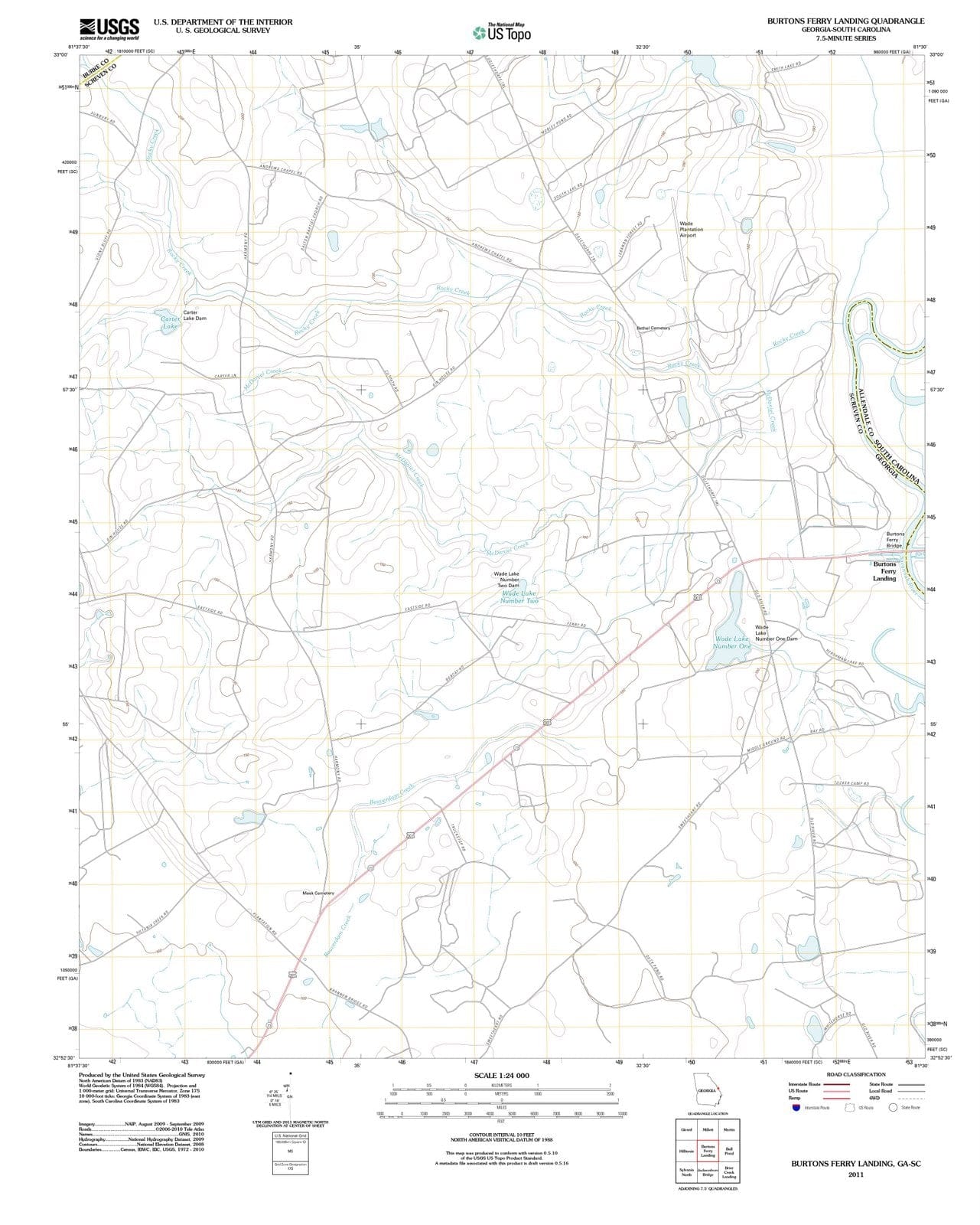 2011 Burtons Ferry Landing, GA - Georgia - USGS Topographic Map