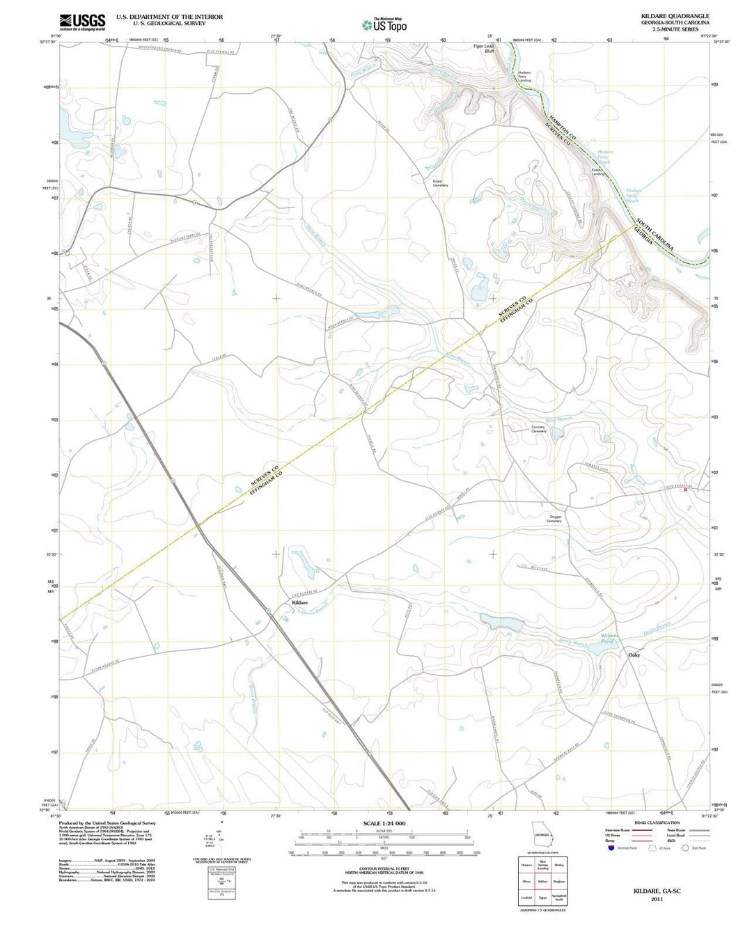2011 Kildare, GA - Georgia - USGS Topographic Map