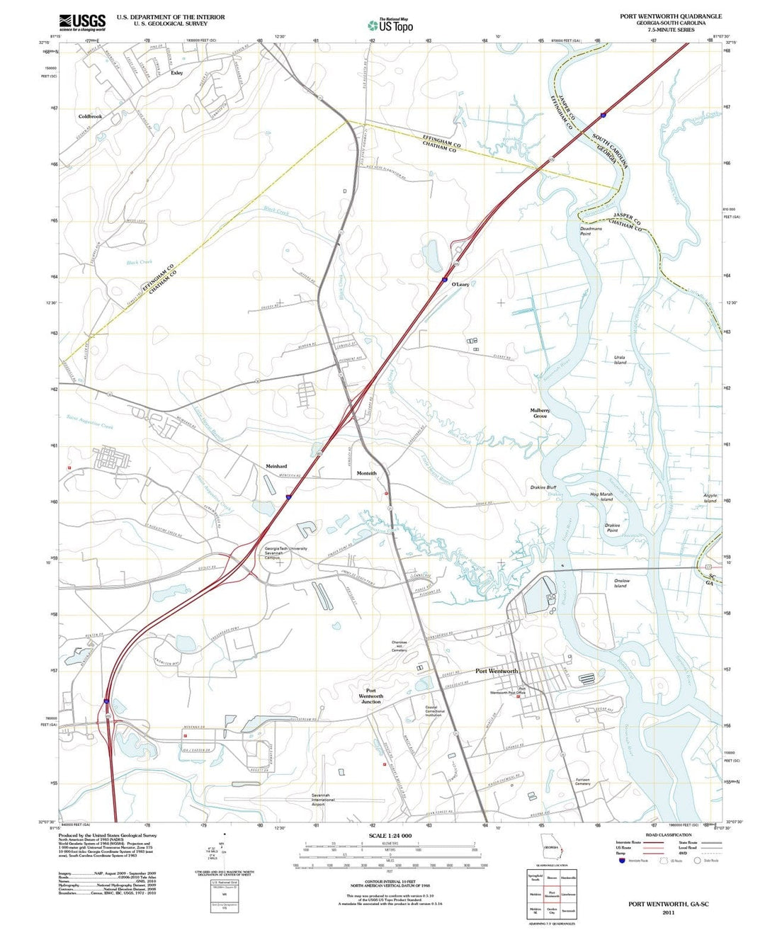 2011 Port Wentworth, GA - Georgia - USGS Topographic Map
