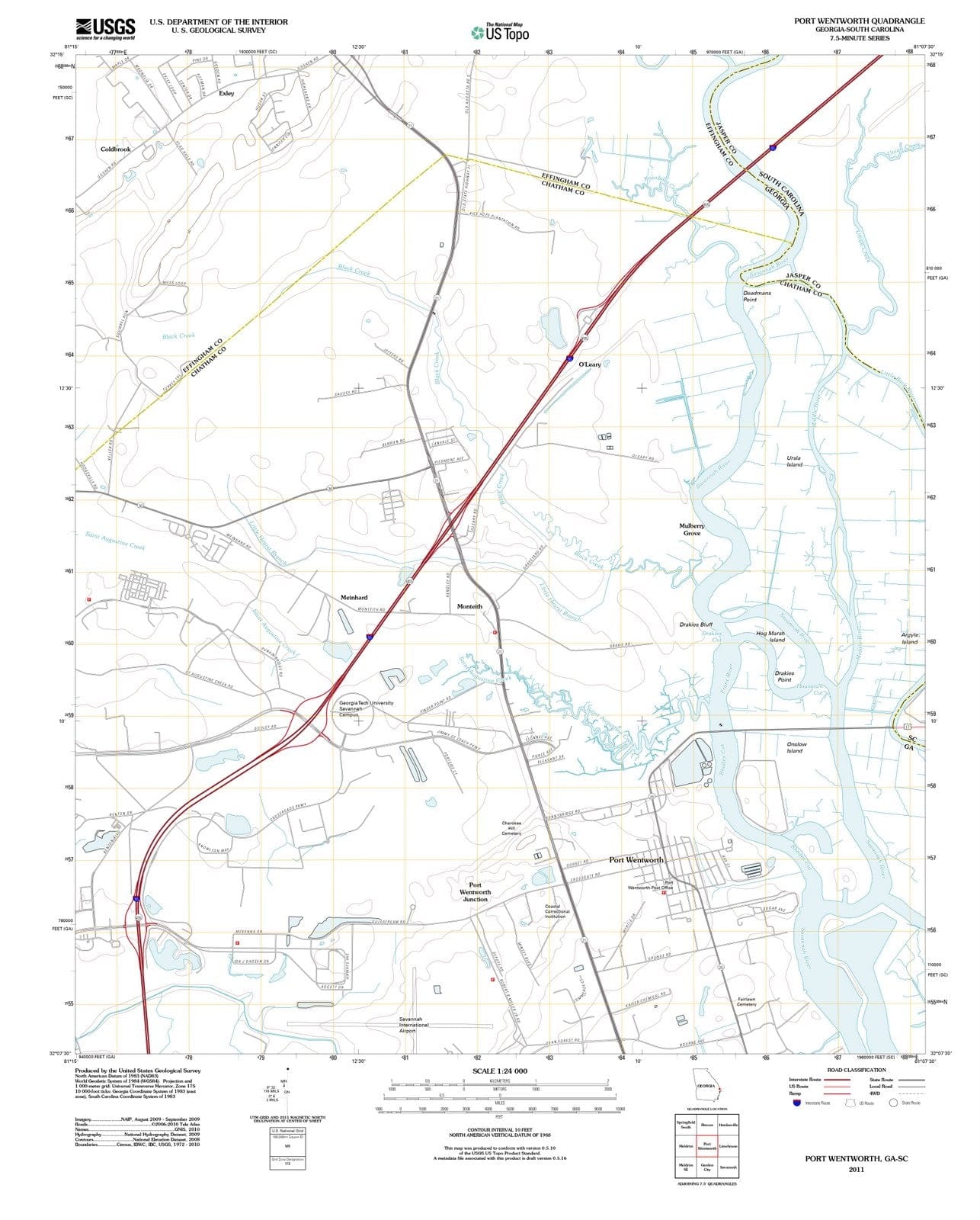 2011 Port Wentworth, GA - Georgia - USGS Topographic Map