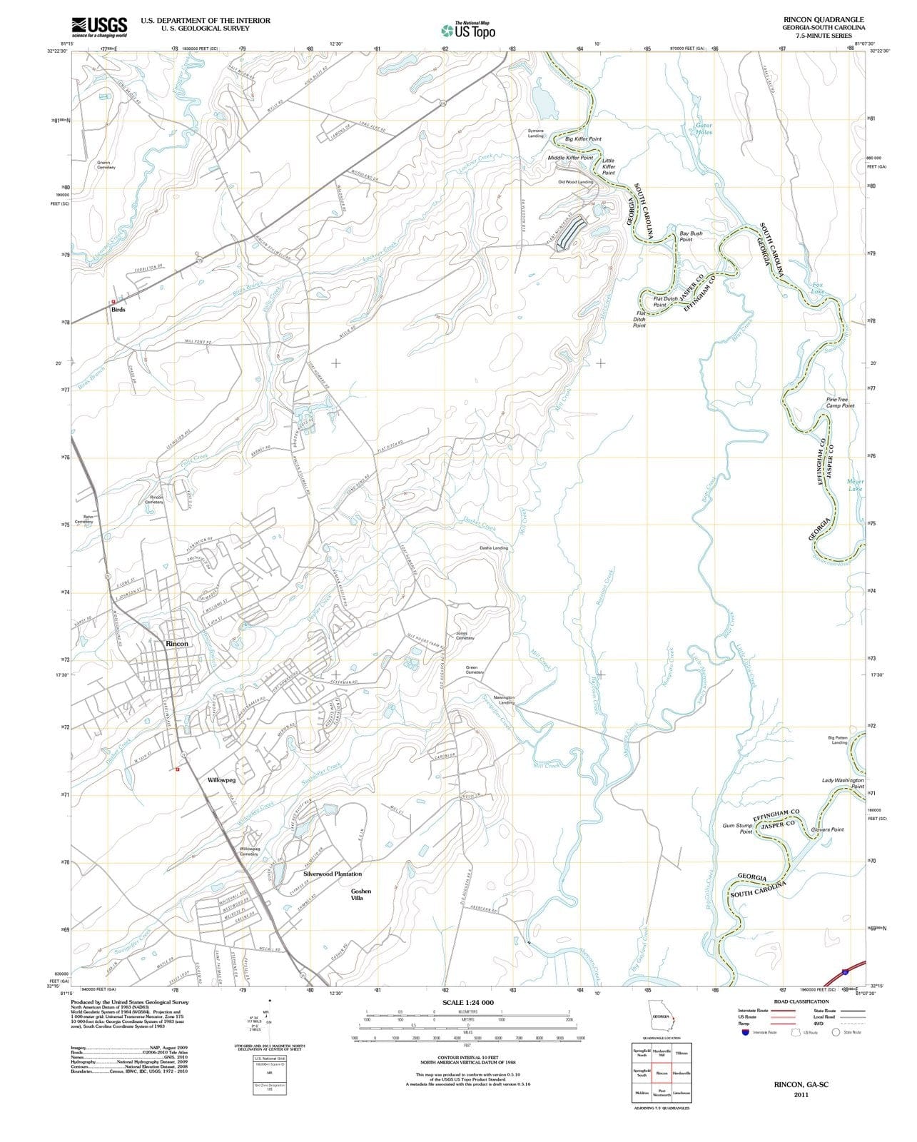 2011 Rincon, GA - Georgia - USGS Topographic Map