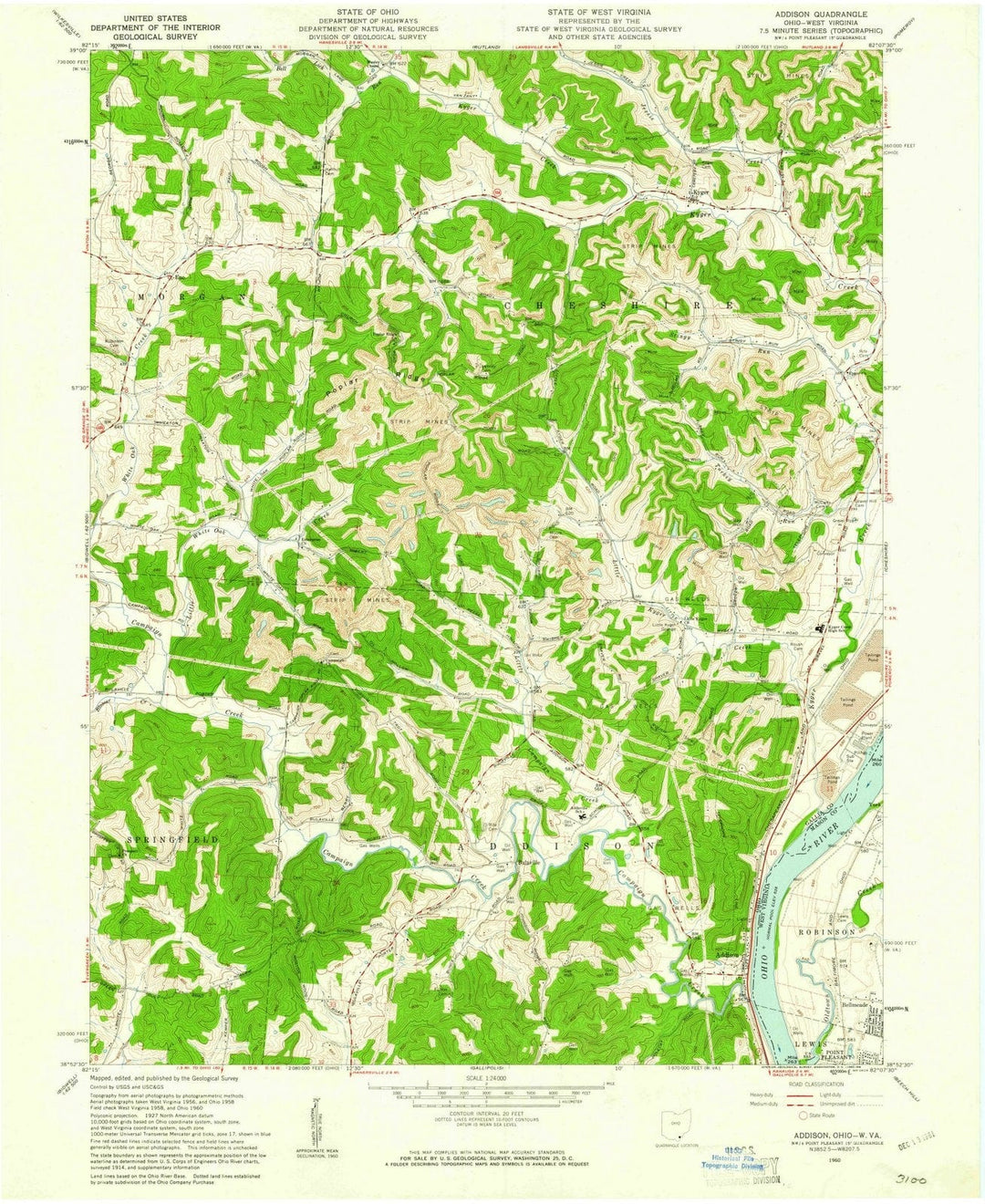1960 Addison, OH - Ohio - USGS Topographic Map