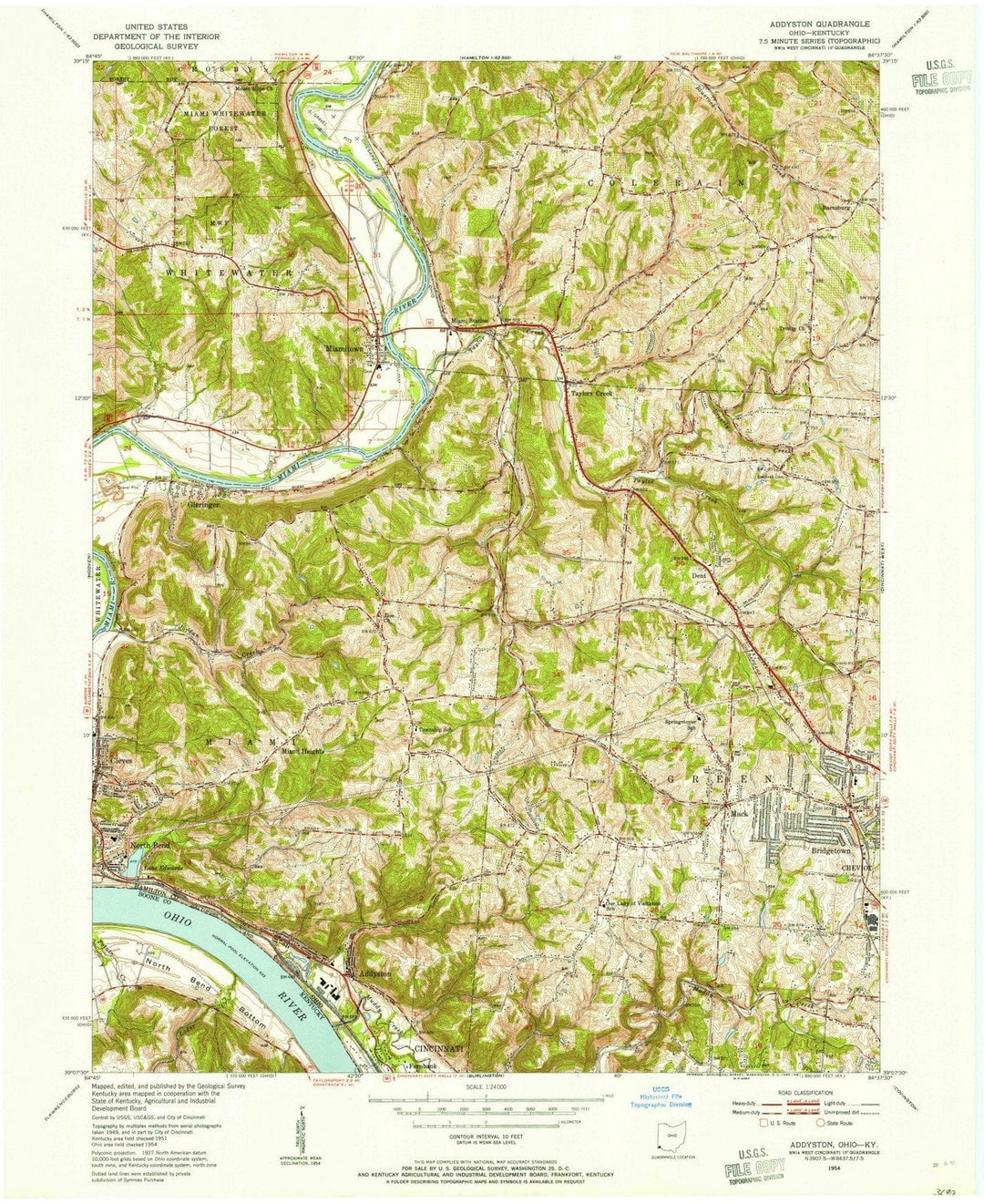 1954 Addyston, OH - Ohio - USGS Topographic Map