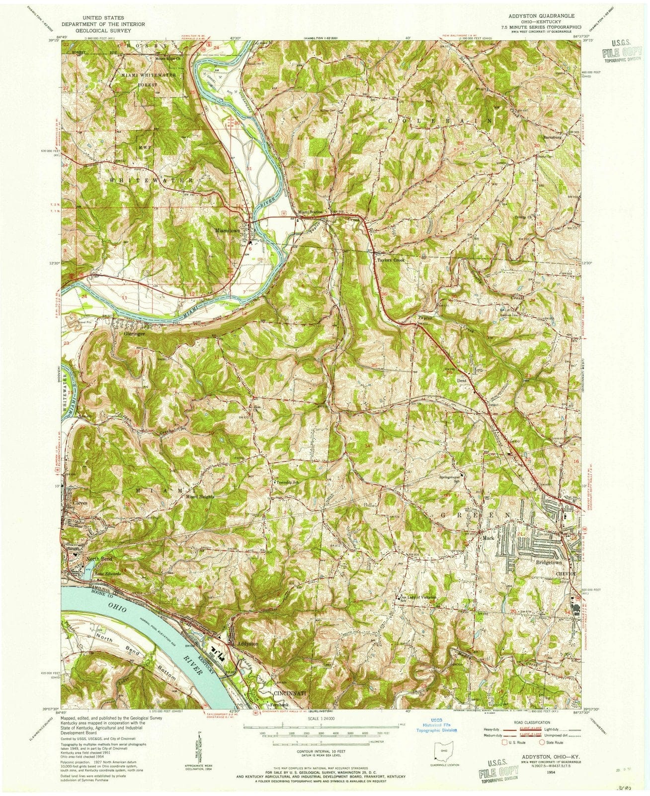 1954 Addyston, OH - Ohio - USGS Topographic Map