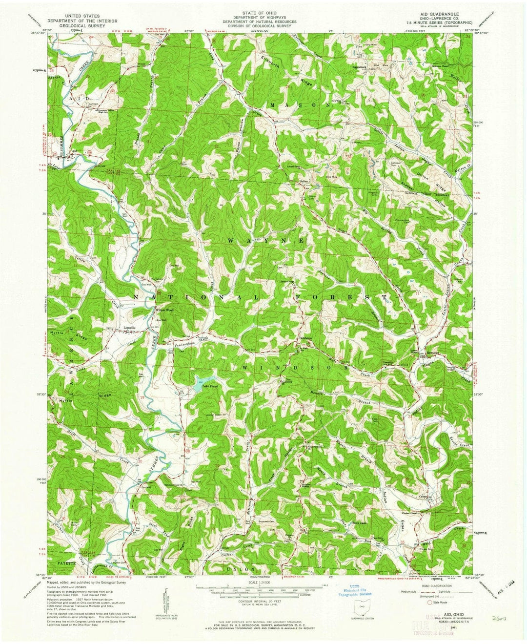 1961 Aid, OH - Ohio - USGS Topographic Map