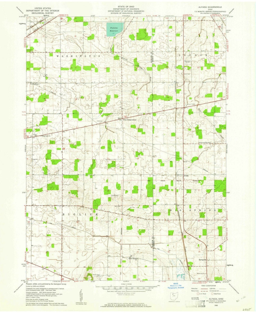 1960 Alvada, OH - Ohio - USGS Topographic Map