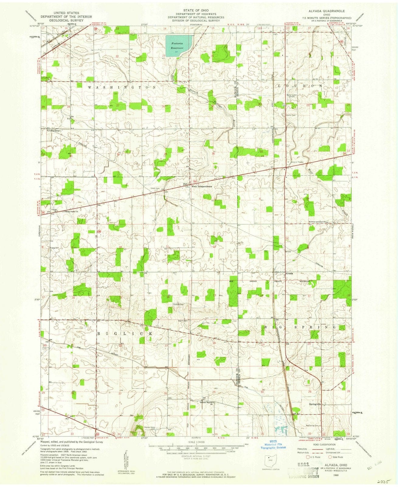 1960 Alvada, OH - Ohio - USGS Topographic Map