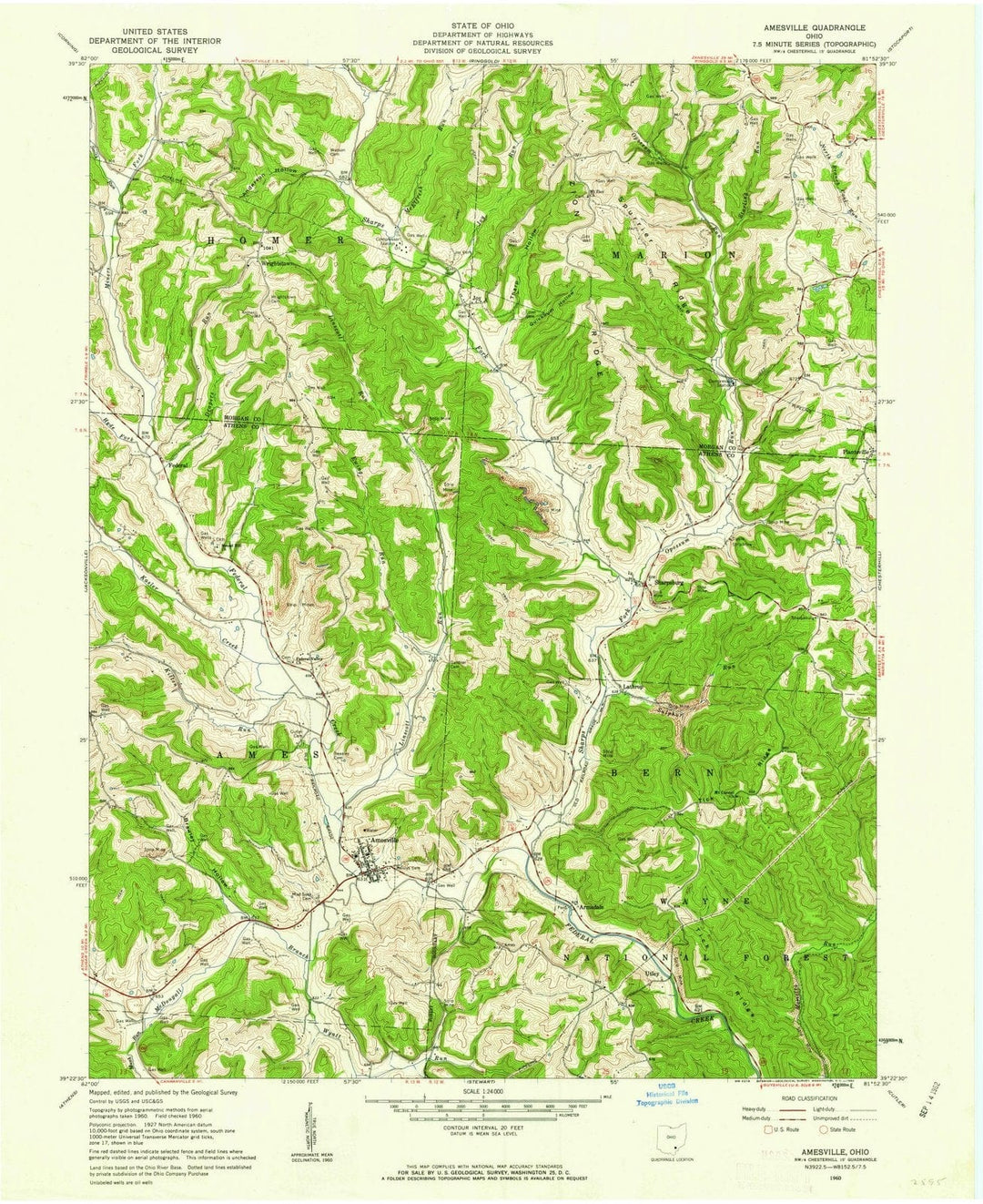 1960 Amesville, OH - Ohio - USGS Topographic Map