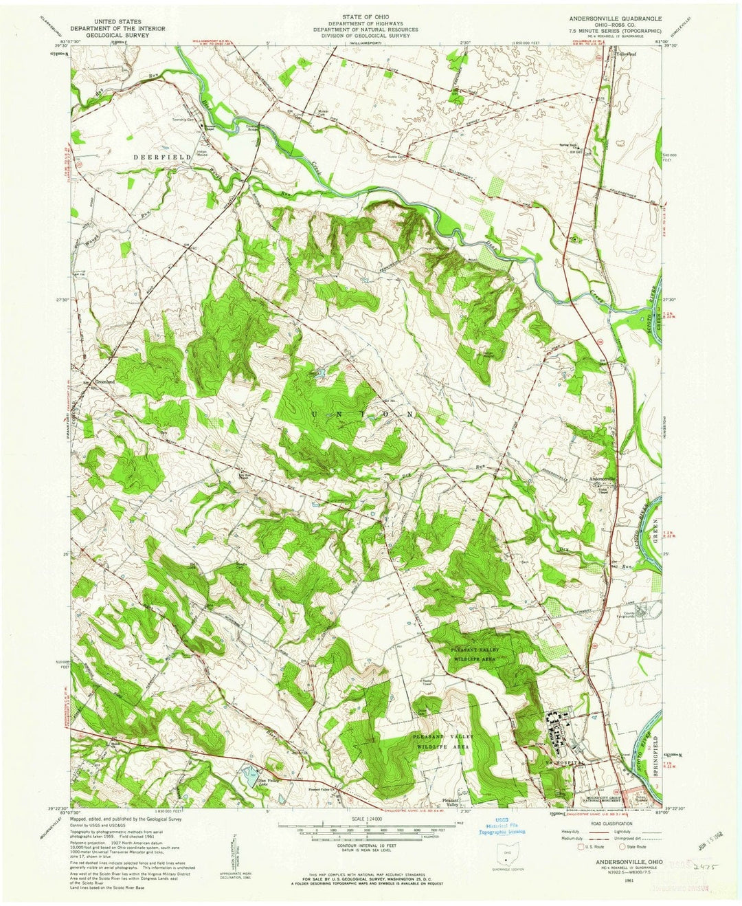 1961 Andersonville, OH - Ohio - USGS Topographic Map