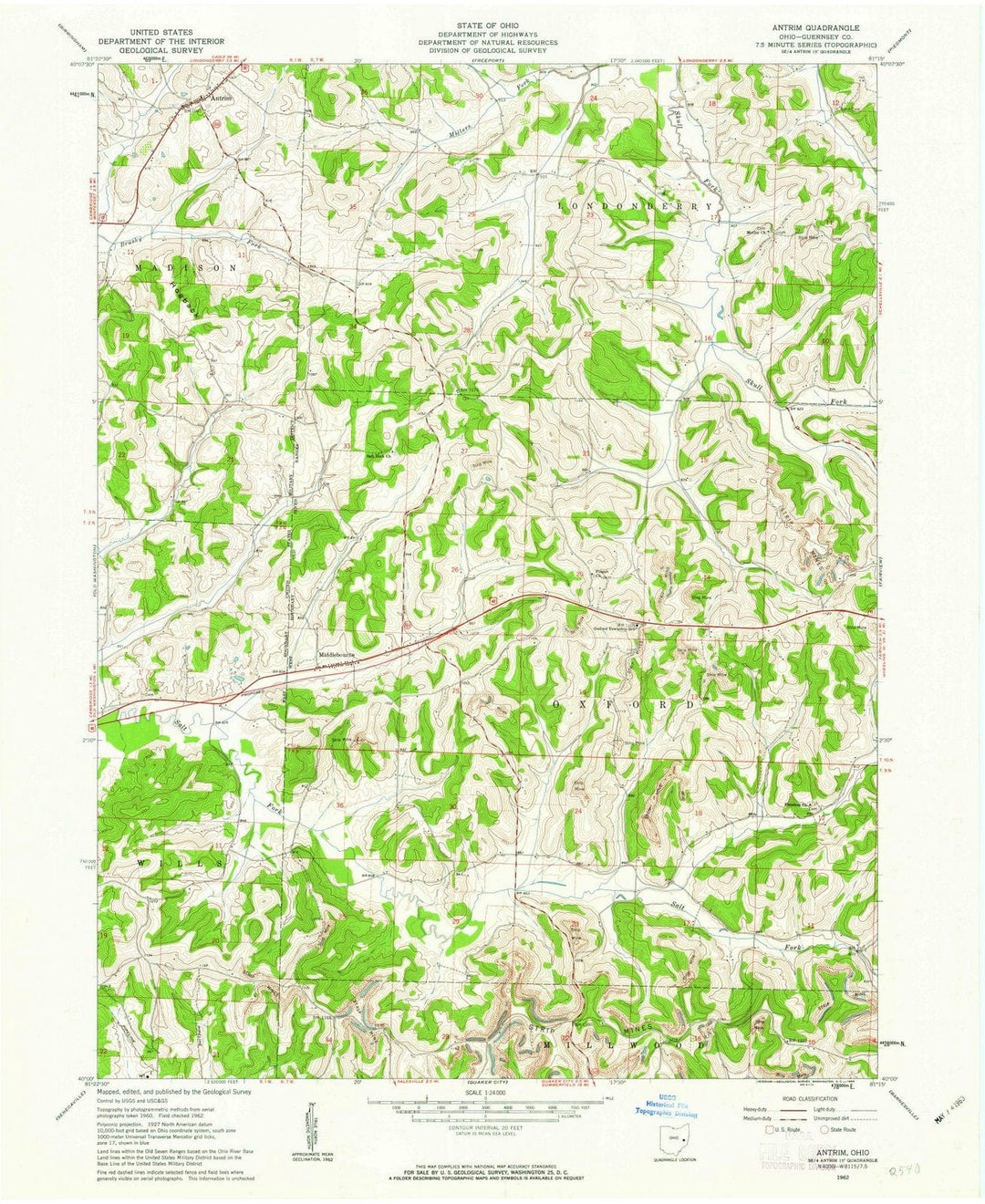 1962 Antrim, OH - Ohio - USGS Topographic Map