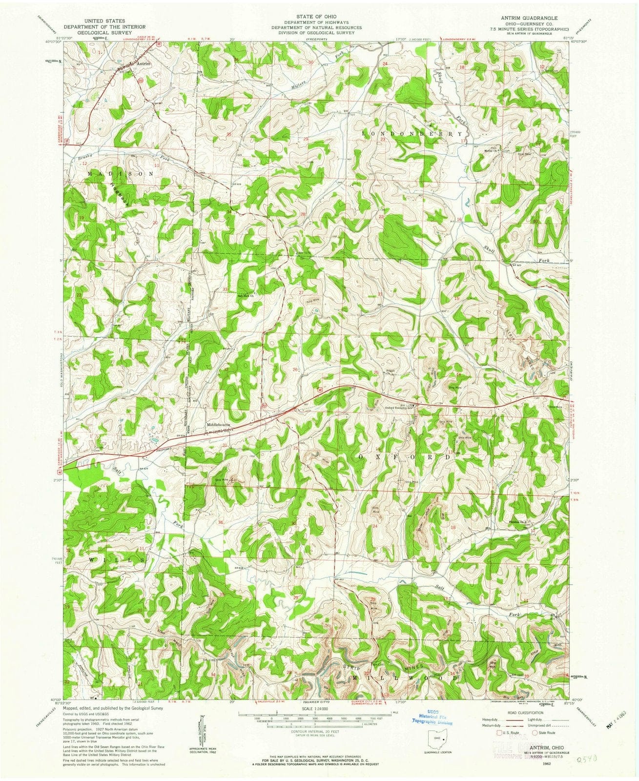 1962 Antrim, OH - Ohio - USGS Topographic Map