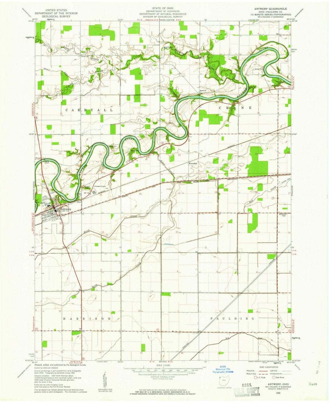 1960 Antwerp, OH - Ohio - USGS Topographic Map