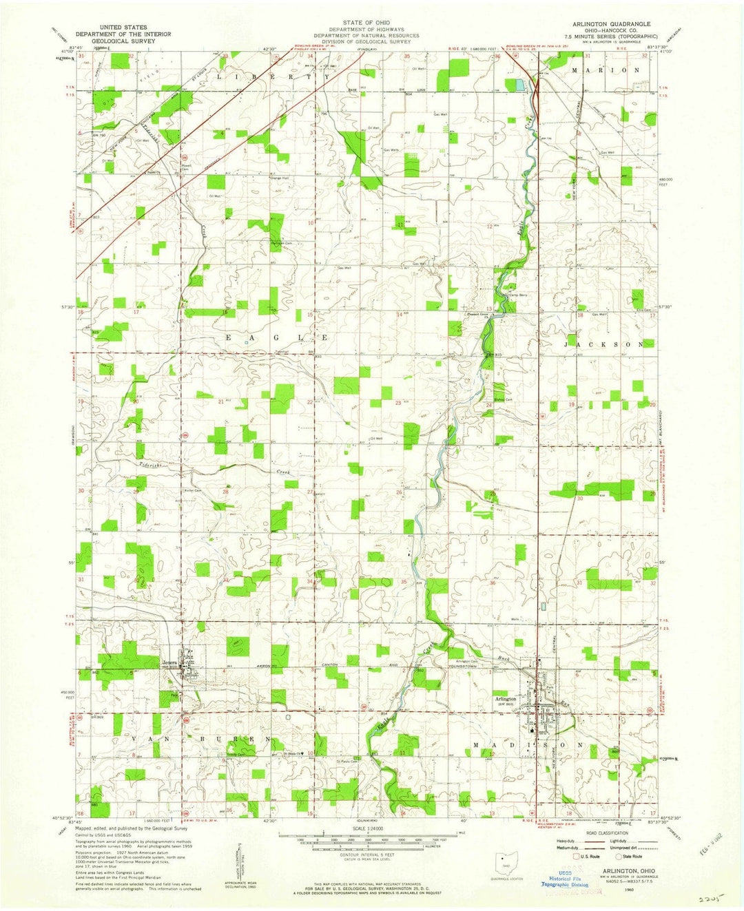 1960 Arlington, OH - Ohio - USGS Topographic Map