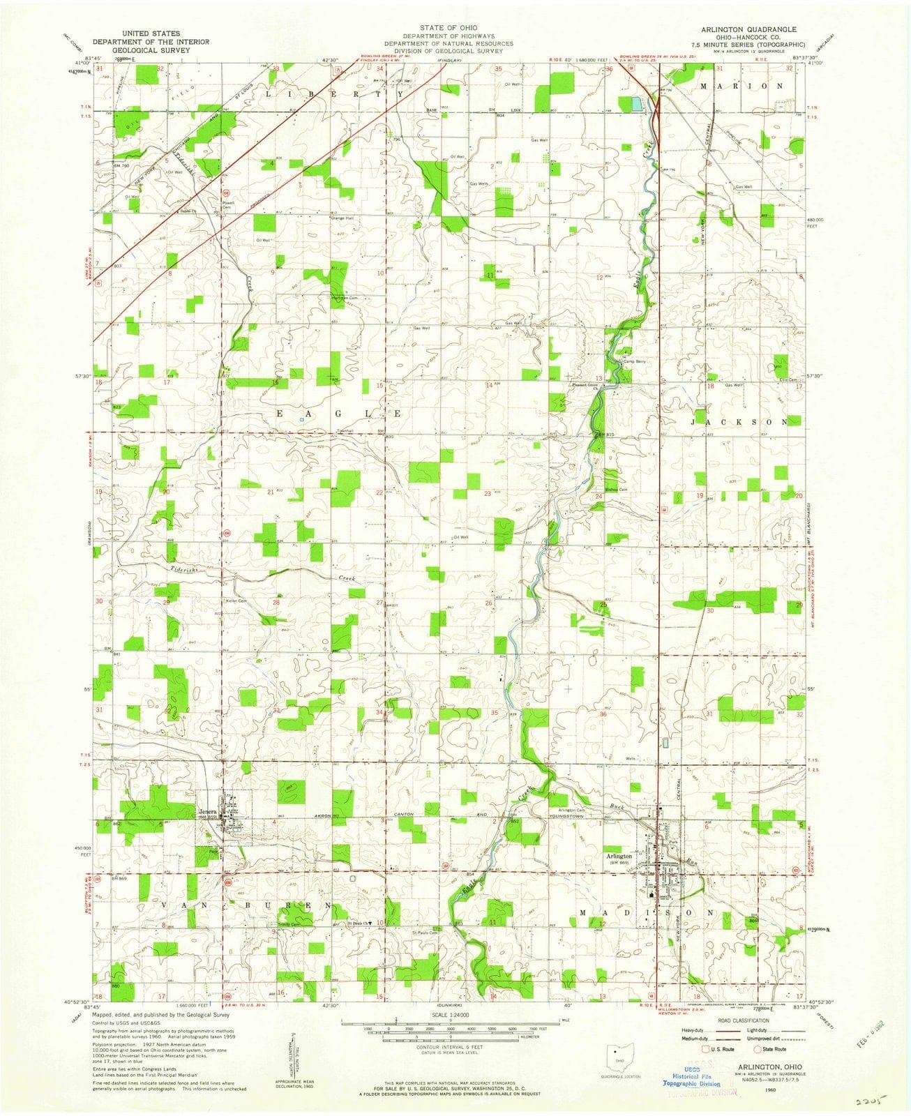 1960 Arlington, OH - Ohio - USGS Topographic Map
