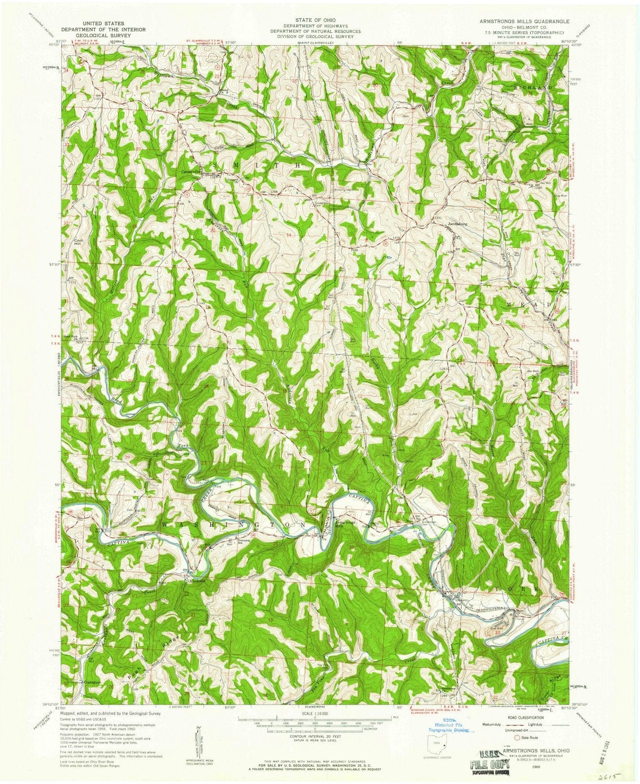 1960 Armstrongs Mills, OH - Ohio - USGS Topographic Map