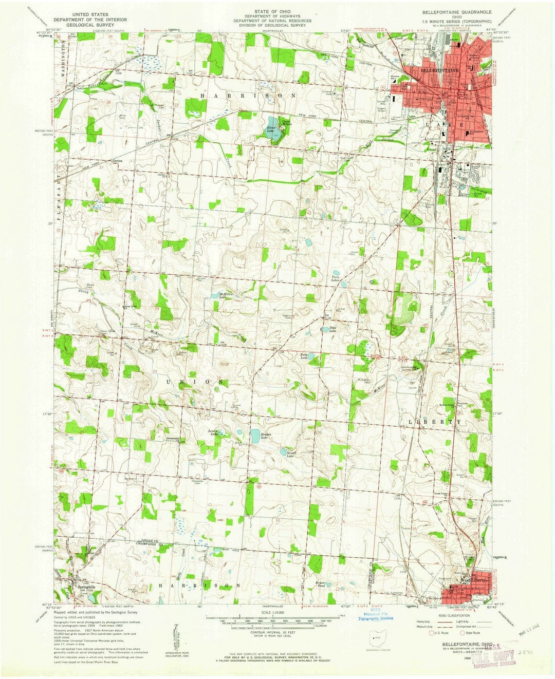 1960 Bellefontaine, OH - Ohio - USGS Topographic Map