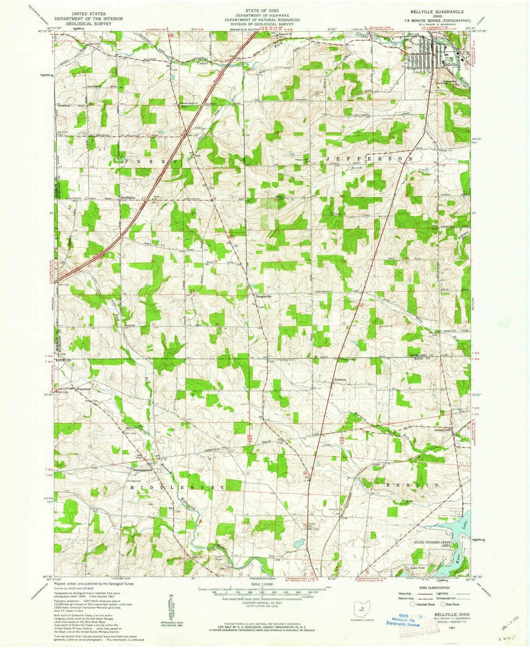 1961 Bellville, OH - Ohio - USGS Topographic Map