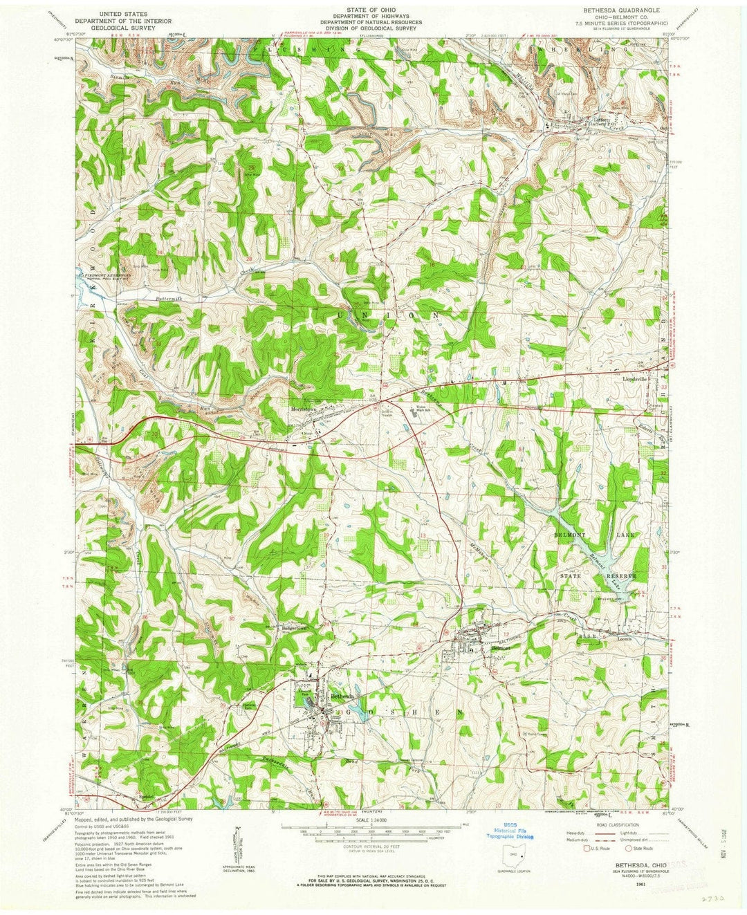 1961 Bethesda, OH - Ohio - USGS Topographic Map
